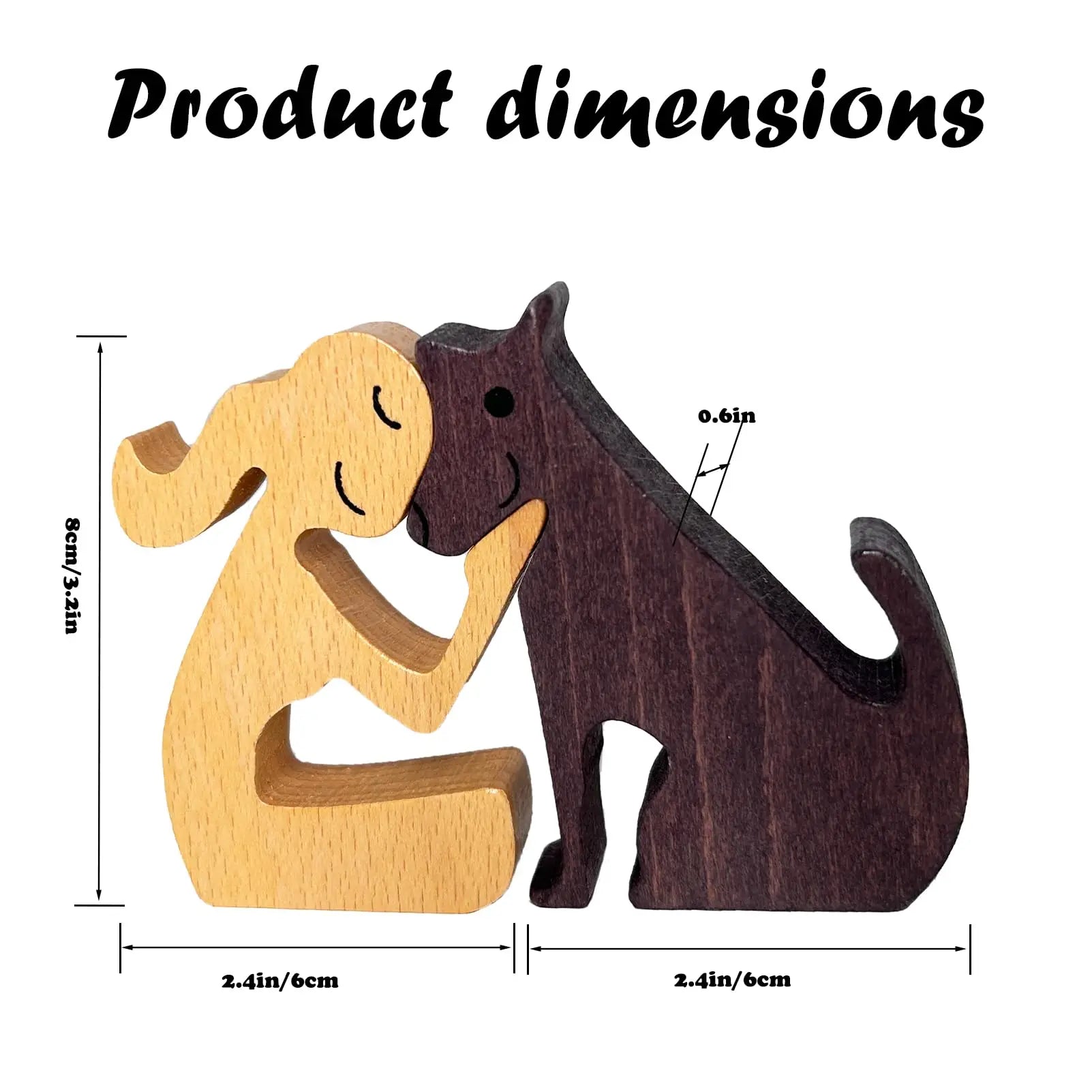 Wooden girl and dog statue hand carved wood figurines for pet lovers gift office desk decorations home accents shelf