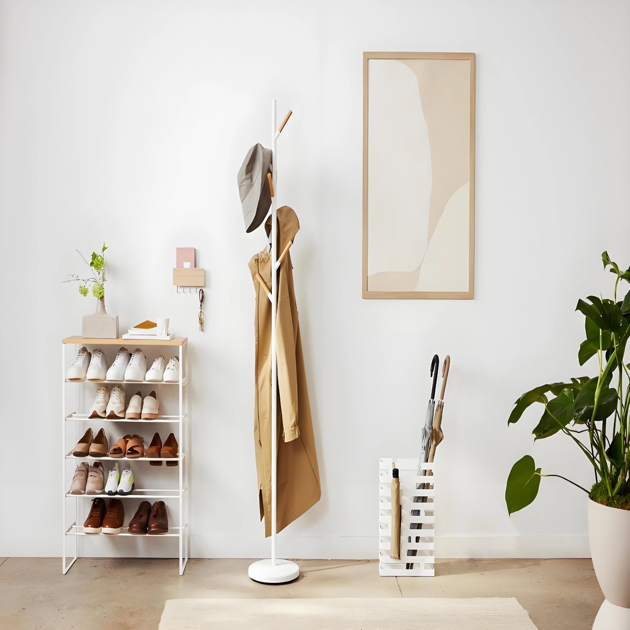 Rustic wall mount key holder organizer | wooden shelf with hooks for entryway storage | farmhouse decor mail & sundries