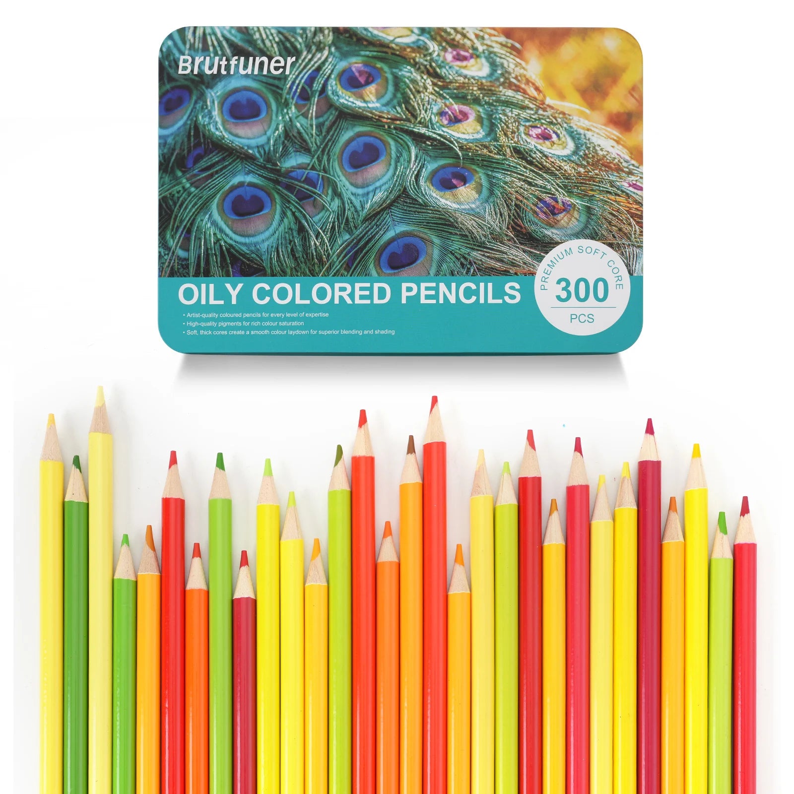 Colored pencils set | 300 premium soft core coloring for adults | organized in presentation tin case - color / united