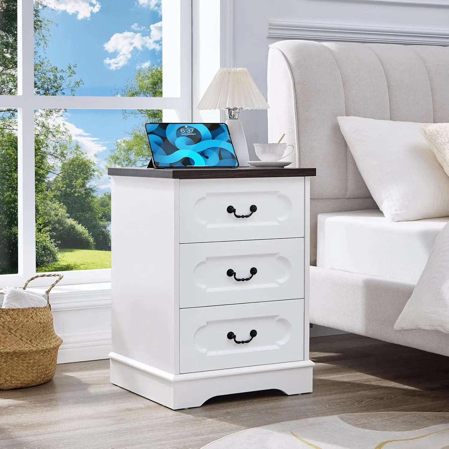 Dresser for bedroom farmhouse cherry wood chest of drawers rustic wide dressers - white15.7dx17.7wx26. / united states
