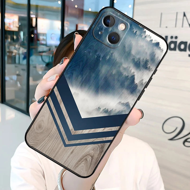 Wolf bike butterfly wood phone case for iphone 13 12 mini 11 14 15 16 pro max plus x xs xr cover shell - ooo827 / 14pro