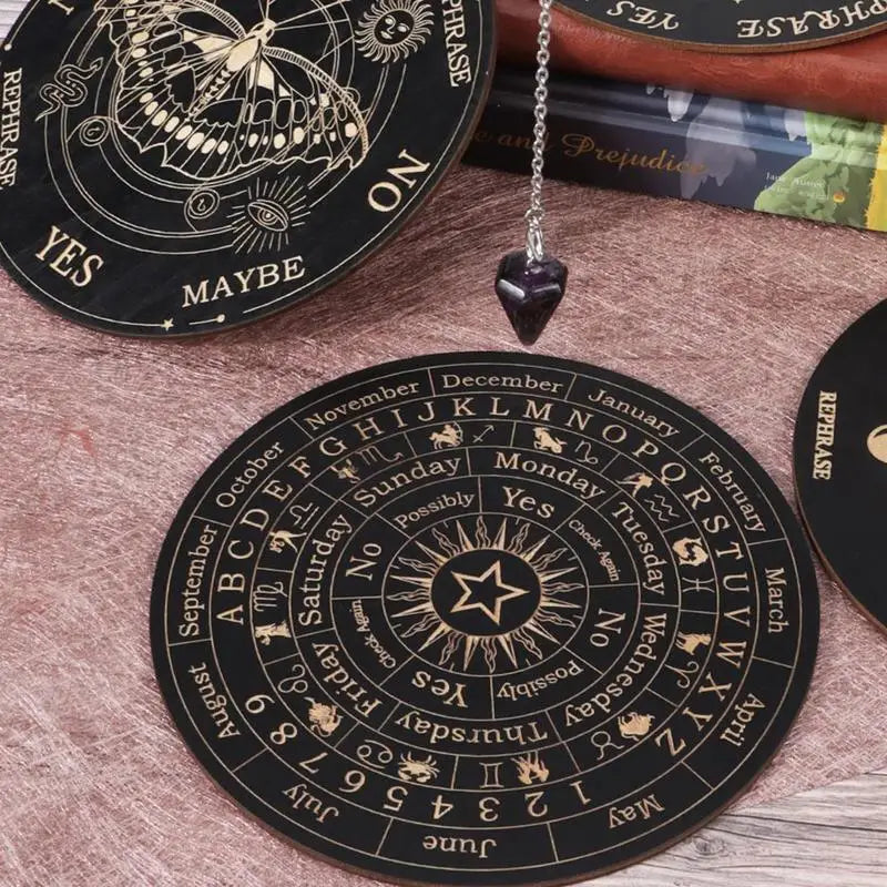 Wooden divination board with letters decision maker message pendulum game supernatural fortune telling toys - decorative