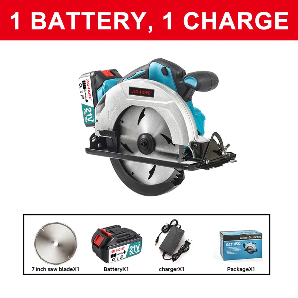 Brushless lithium electric circular saw 7 inch rechargeable portable woodworking stone cutting machine flip disc