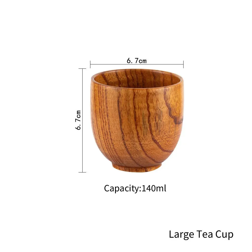 Jujube wooden handmade water coffee mug cup tea beer juice milk mugs drink cups with handle retro gift - large