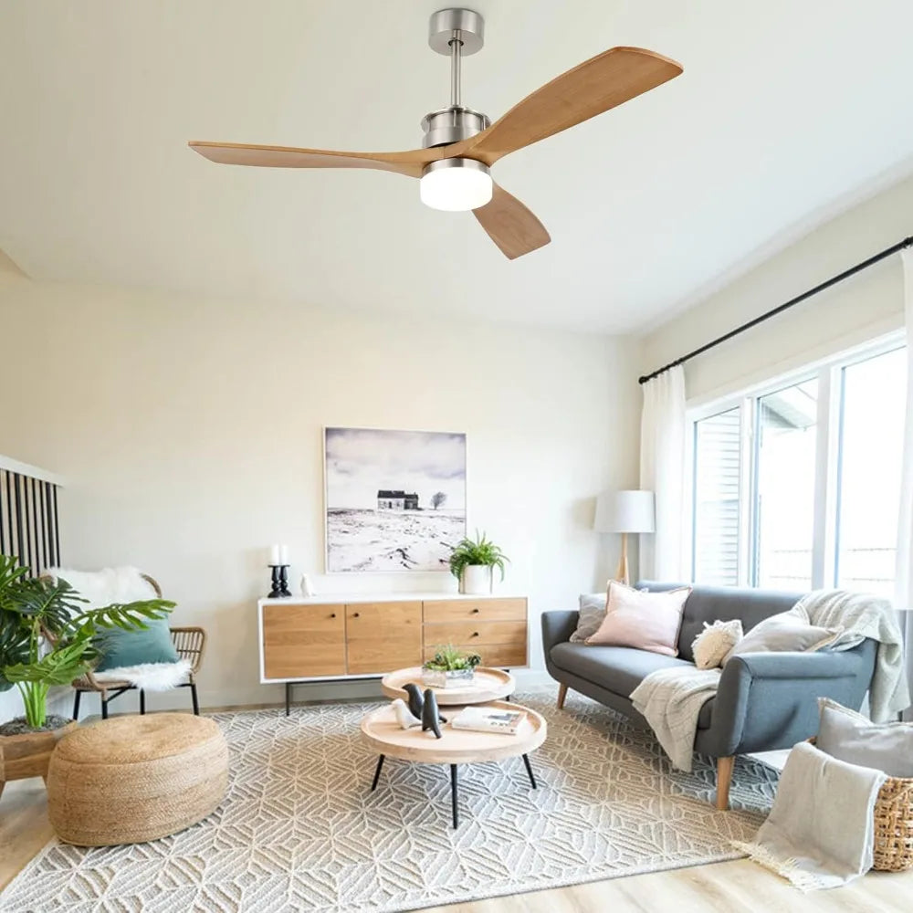 52’’ outdoor ceiling fan with lights wood light and remote for covered patios bedroom living room - united states