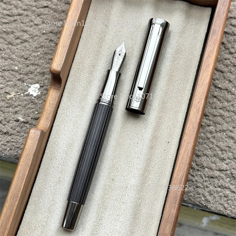 Classic retro hongdian 1866 balck wood fountain pen soft elastic 6# blade nib writing ink school office supplies gifts