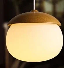 Nuts acorn small mushrooms chanderlier glass milky ball wood grain iron modern pendant lamp led pine cone light