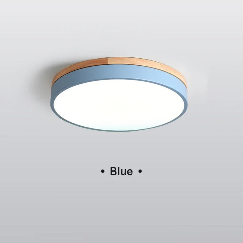 Macaron led ceiling light round wooden bottom home bedroom balcony study children’s room indoor decorceiling lamp