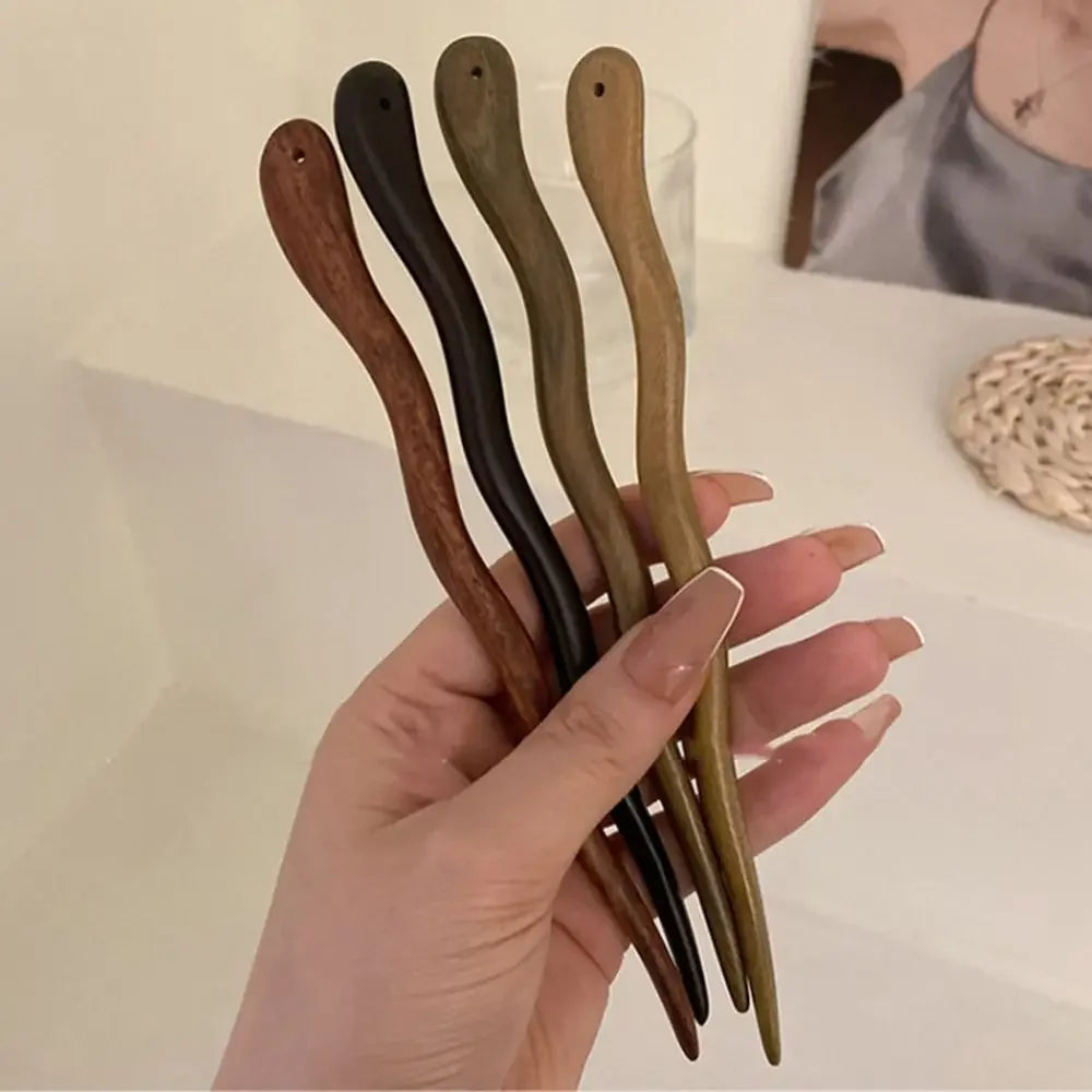 Chinese style elegant wood hair stick for women girl hairpins simple fork vintage hanfu cheongsam headwear accessories