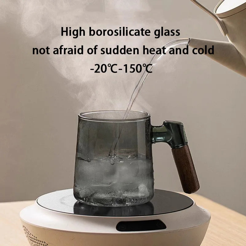 400ml borosilicate glass tea cup with infuser steeper and lid for loose leaf wood handle blooming diffusers filter mug
