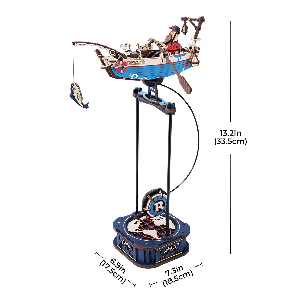 Robotime rokr gravity swing model building kit 3d wooden puzzle kit sky captain ocean fisher best gifts for adults