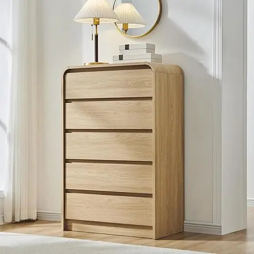 Modern 5 drawers dresser for bedroom 45’’ tall dressers & chests of w/curved profile design wood mid century vertical d