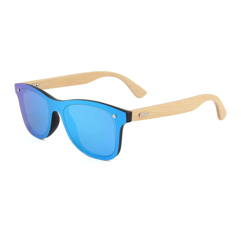 Shinycoco luxury brand bamboo wood sunglasses colorful legs for women men sun goggles - blue mercury