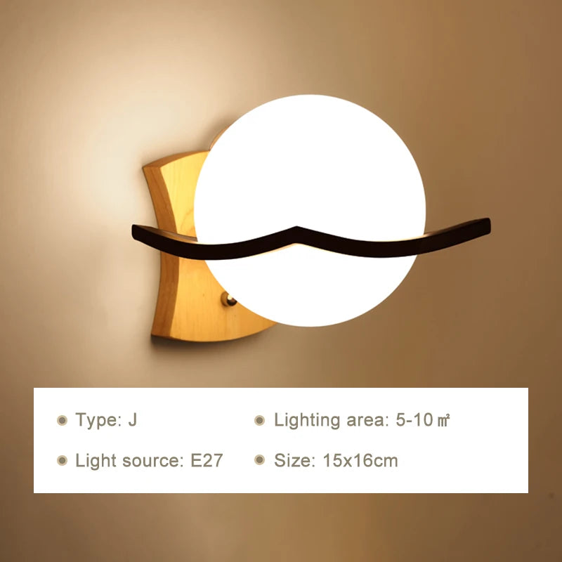 Modern led wall lamps wooden lights bedroom bedside stairs corridor interior mounted lighting sconce home decor light