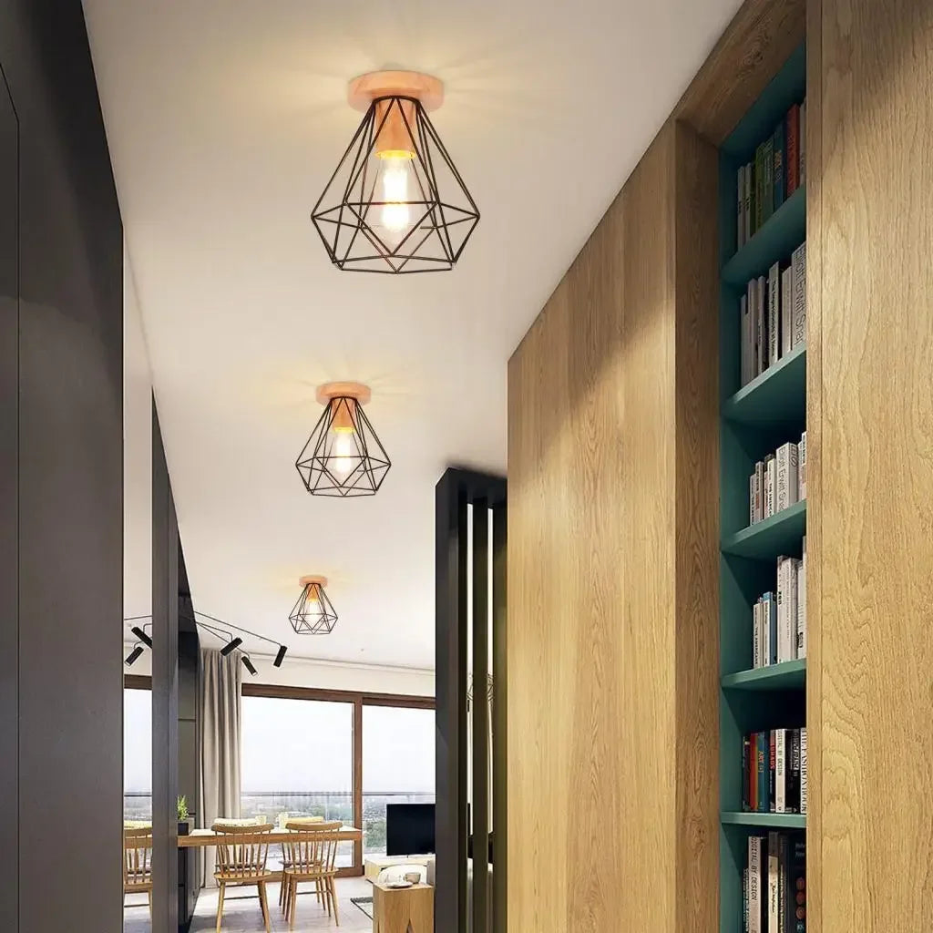 Led lights for room lamps living wood art light modern simple retro ceiling entrance lighting