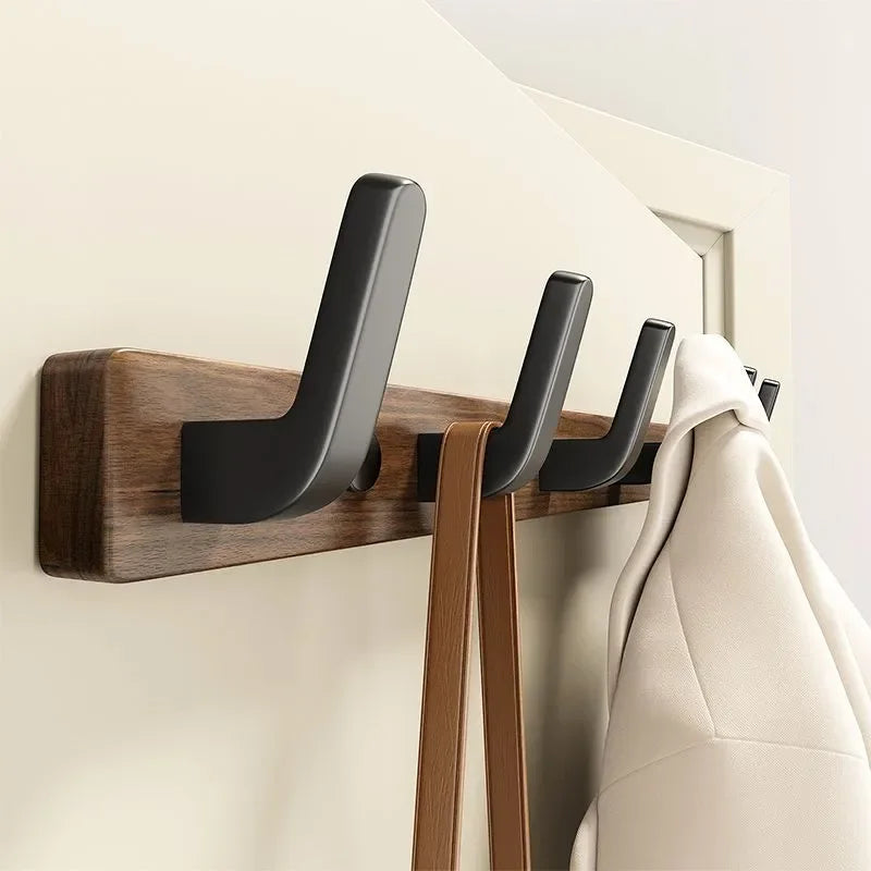 Spanish style walnut wooden hooks fitting room hanging clothes hats dress rack entrance door bedroom hangers wall