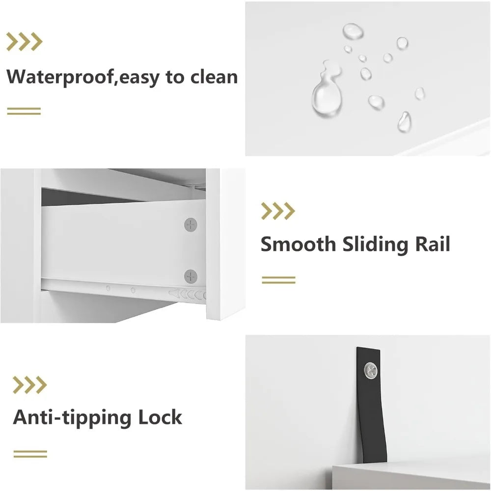 White dresser for bedroom,modern long 12 drawer with deep drawer,wood storage chest of bedroom organizer - white