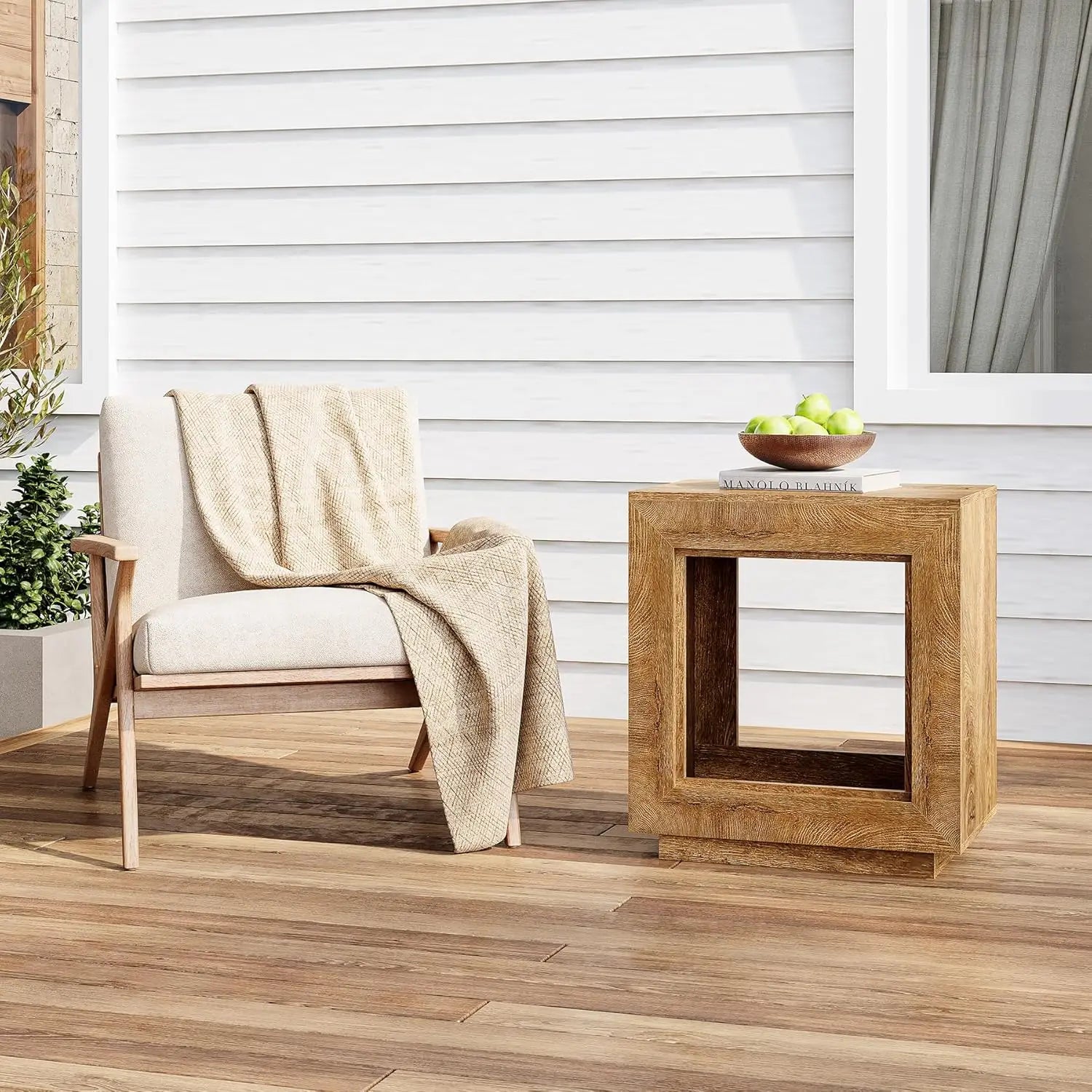 Little tree end table wooden square side farmhouse sofa tables for living room 2-tier bedside bedroom - united states