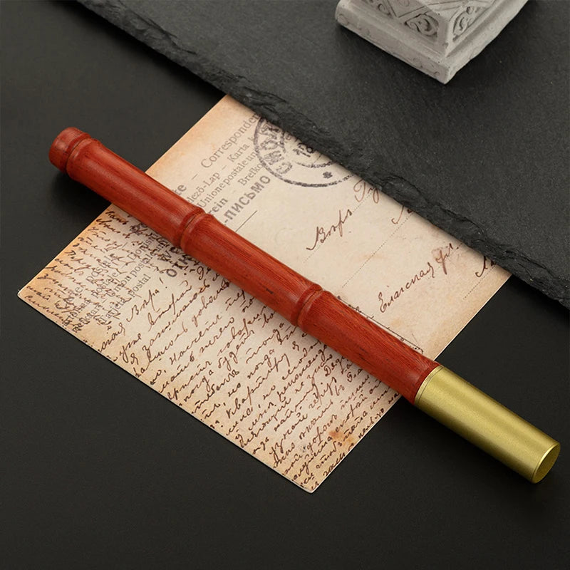 Vintage sandalwood wood bamboo joint gel pen environmental solid writing business signature school supplies stationery
