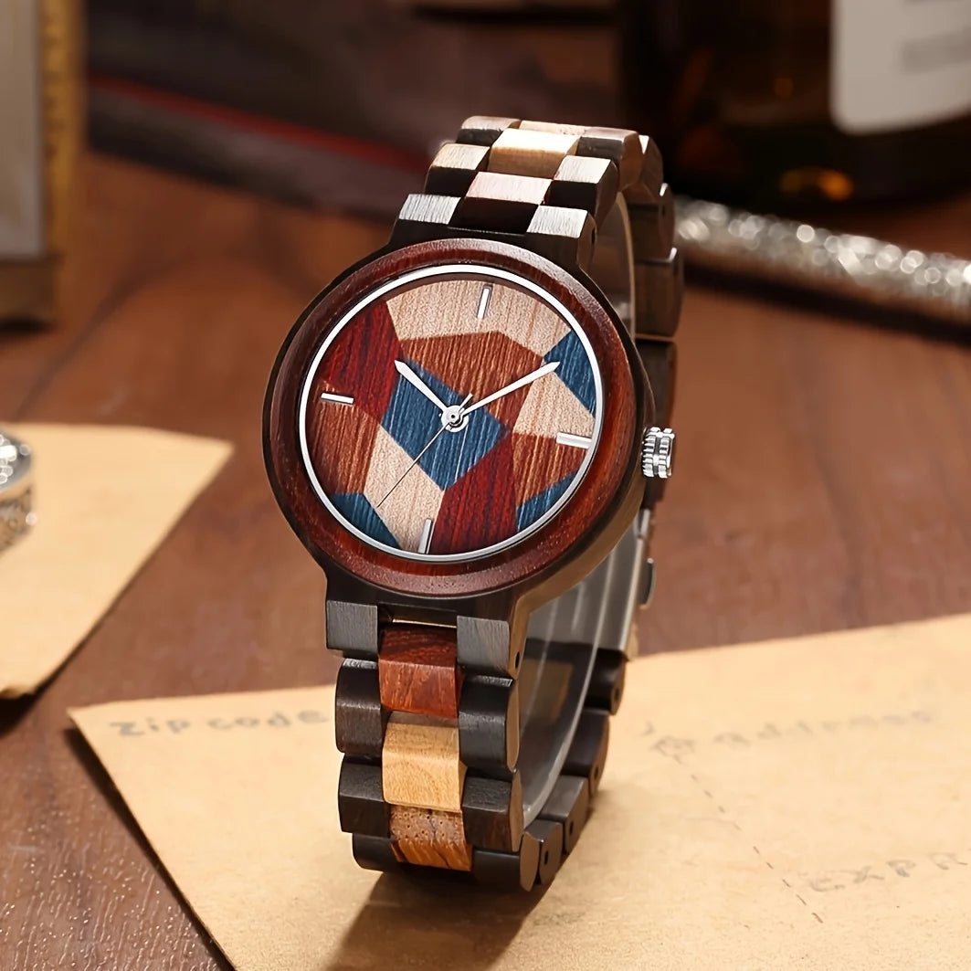 Personalized creative watch multi color dial colorful strap wooden quartz watches for man woman relojes para hombres