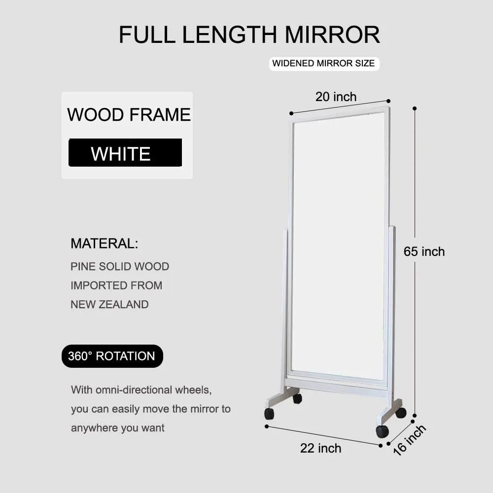 Swivel adjustable full length mirror on wheels mobile wood frame cheval bedroom free standing floor with stand tiltable