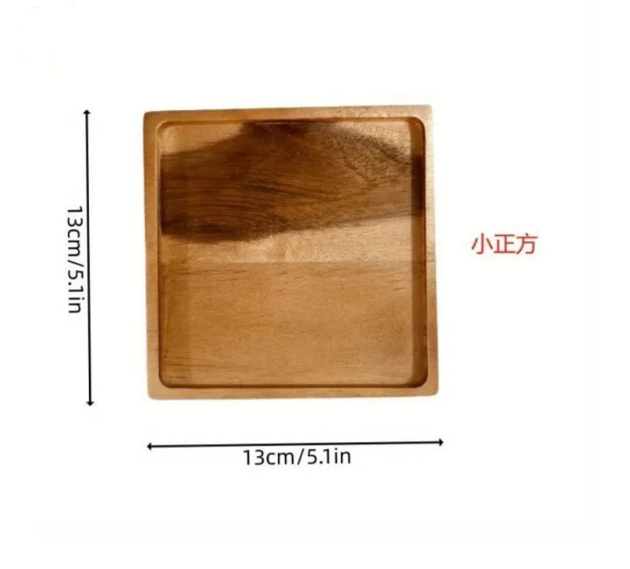 Japanese solid wood fruit plate factory wholesale wooden tray multi-size high-value snack - small square type / 6 inches