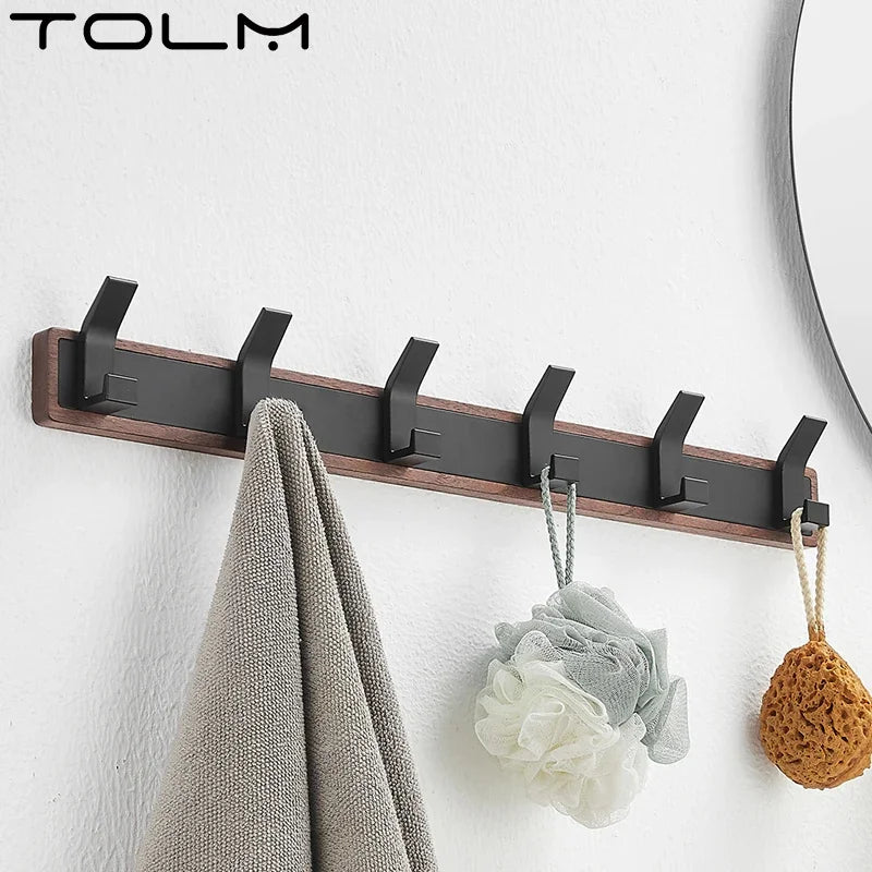 Walnut coat wall hook hanging rack for bathroom kitchen bedroom hallway hooks clothes holder