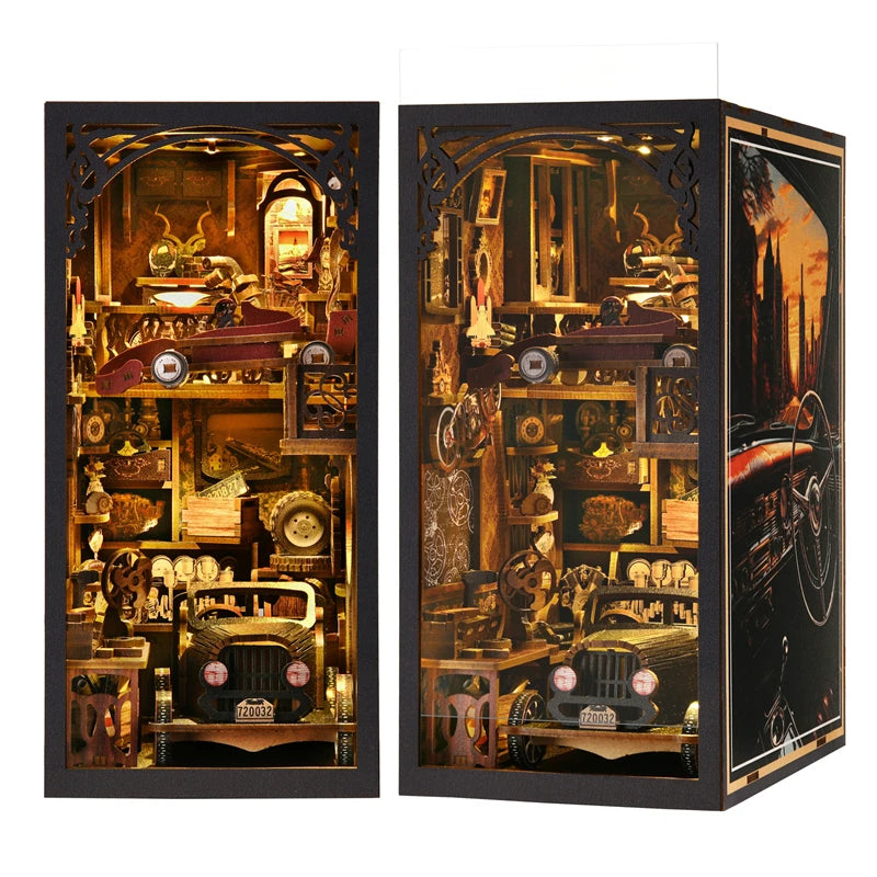 Model car vintage classic wooden creative diy 3d puzzle book nook kit science experiment education children’s toys