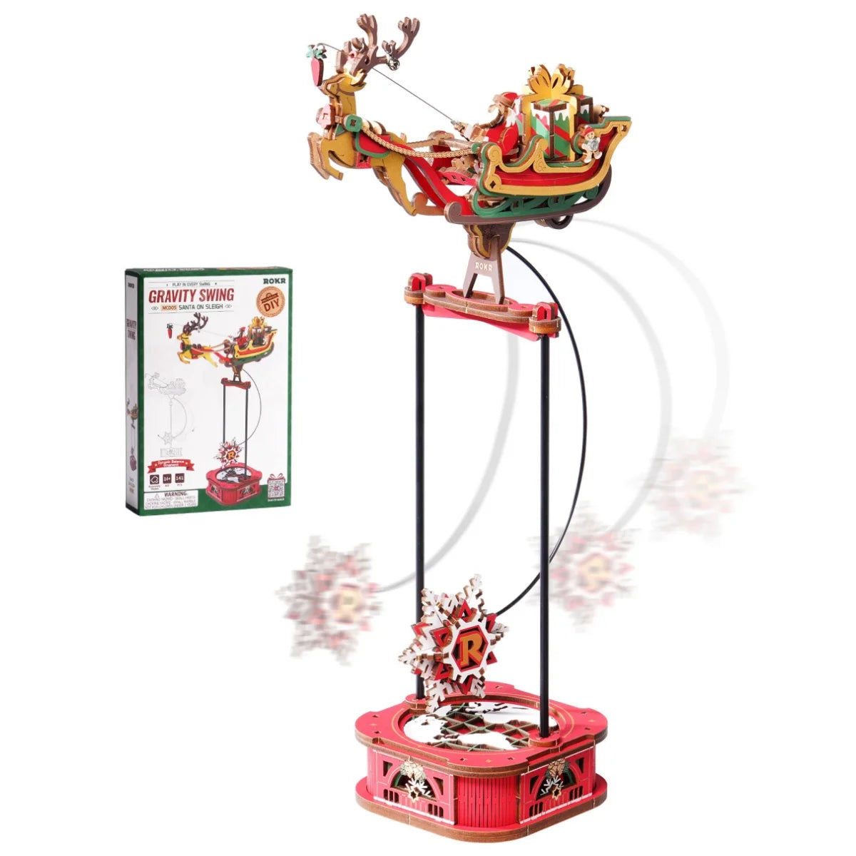 Rokr santa on sleigh gravity pendulum 3d wooden puzzle perpetual motion toy swinging desk decor unique christmas gift