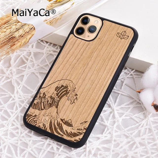 Maiyaca natural bamboo wood phone case cover for iphone 17 air 16 15 plus 11 12 13 14 pro max shell coque - 003