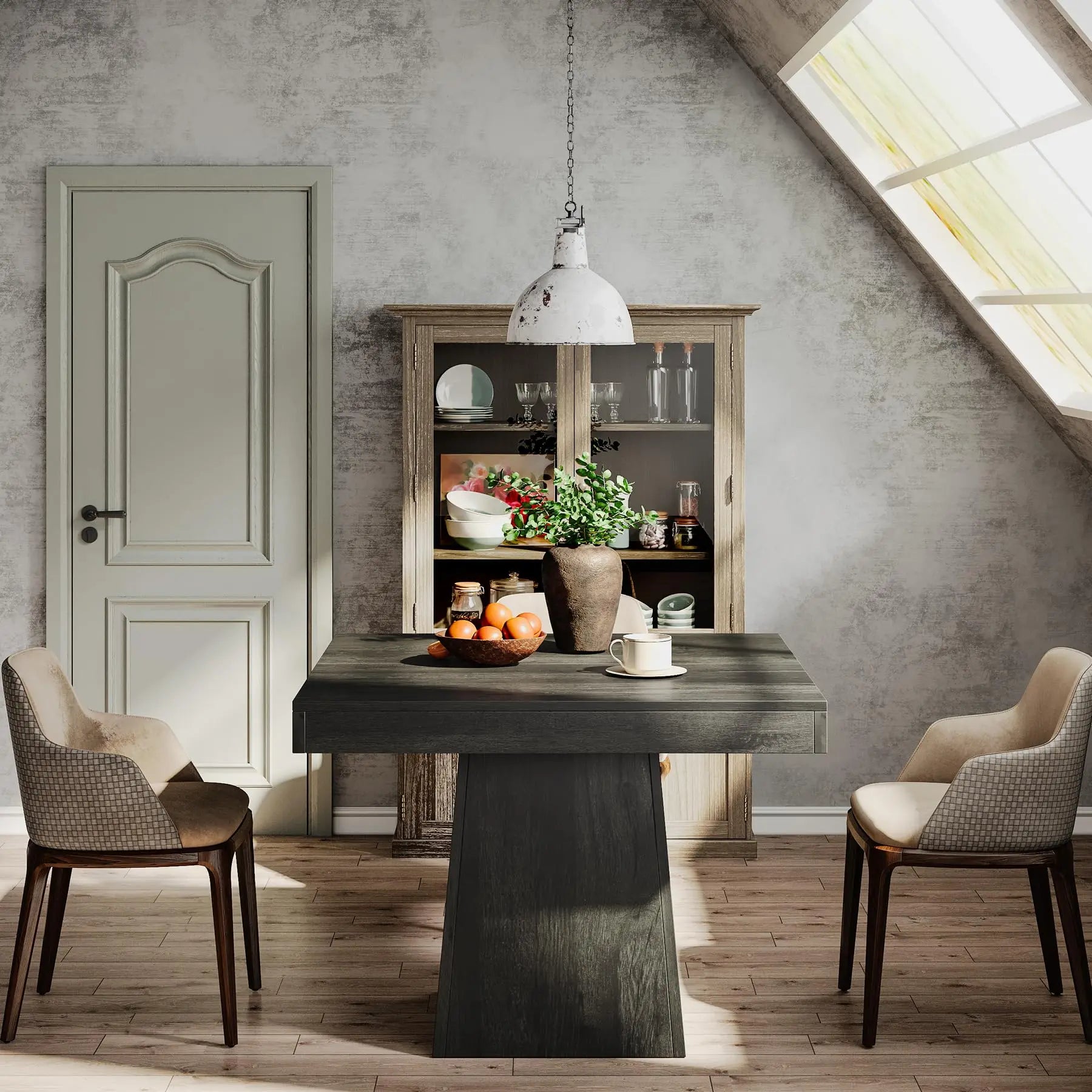 Tribesigns square dining table for 4 31.5-inch kitchen small dinner with sturdy pedestal base farmhouse roo - black