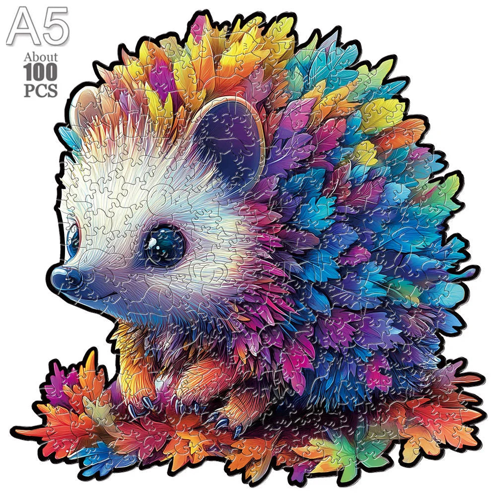 High quality hedgehog jigsaws diy wood jigsaw for kids adult dog wooden animal puzzle brain twister intelligent toys