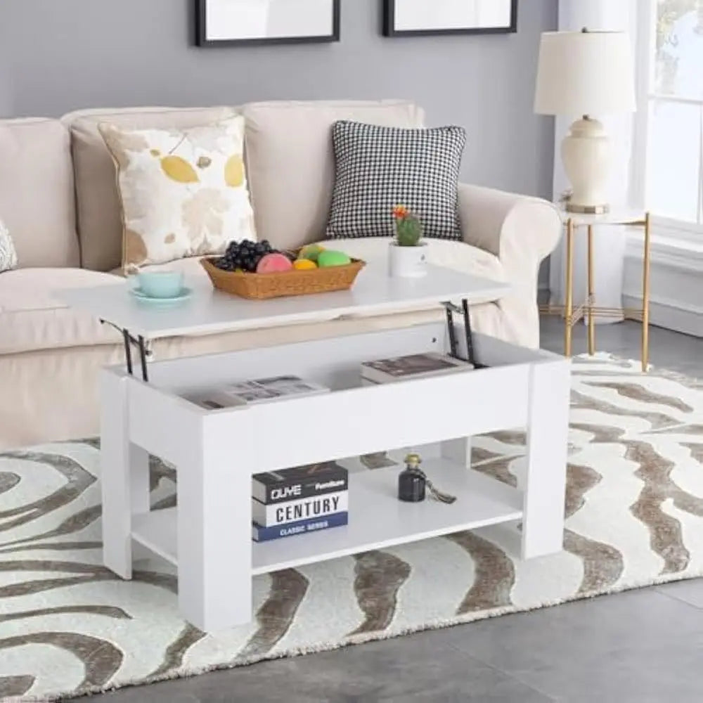 39 inch or 47’’ lift top coffee table with hidden large storage shelf and compartment lifted wooden dining for living