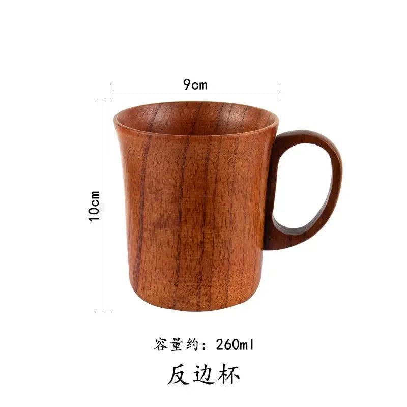 Wooden big belly cups handmade jujube wood handle beer tea coffee milk water cup kitchen bar drinkware for 1pc