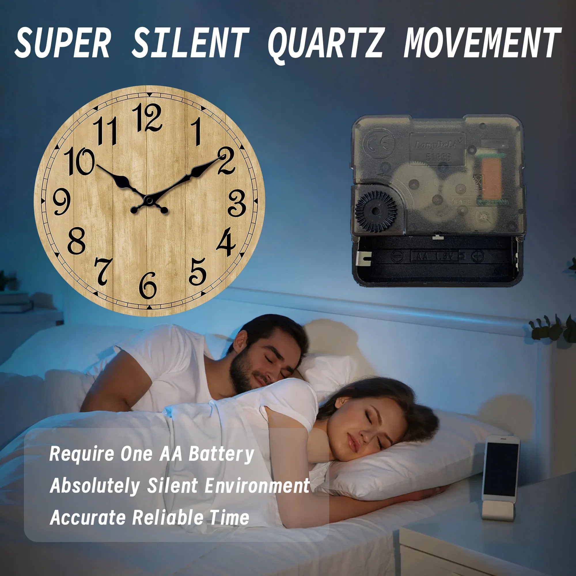 Modern silent quartz wooden wall clock - imitation wood color texture design simple suitable for living room b - 16 inch