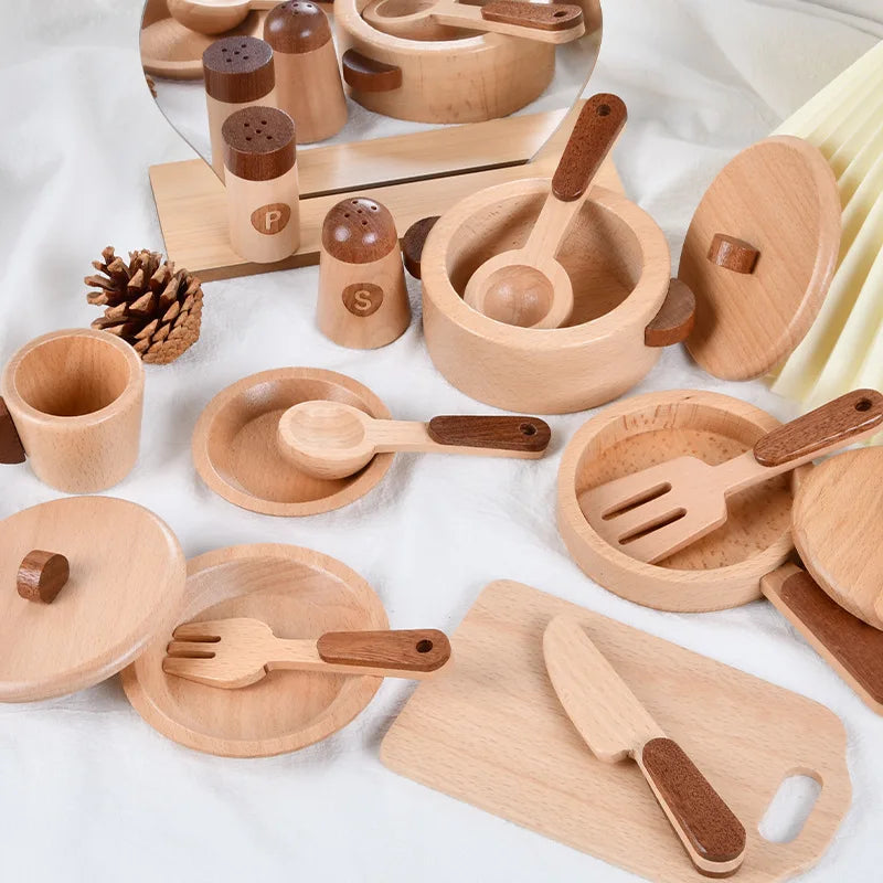 Natural wood fruits and vegetables cook play house simulation color toy preschool kitchenware cognitive wooden kids