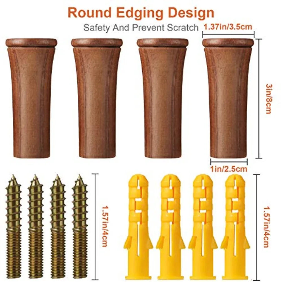 4 packs 3’’ wood wall hooks wooden coat mounted single hangers entryway hat rack craft towel for hanging - united states