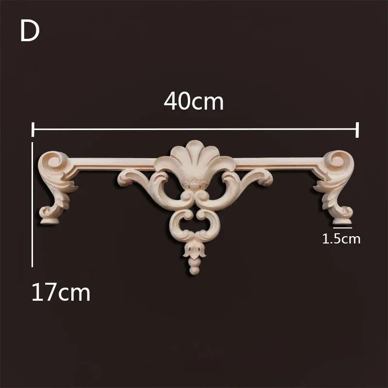 Europe wood appliques molding decals for furniture home decor carving onlays flower background wall decoration