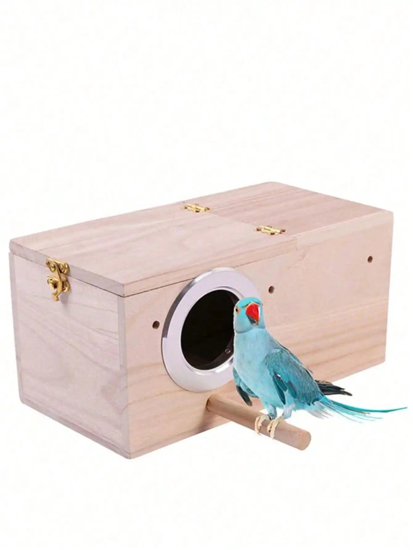 Parakeet nest box bird house wood breeding parrot mating hamster suitable for lovebirds cockatoos budgies finc - yellow