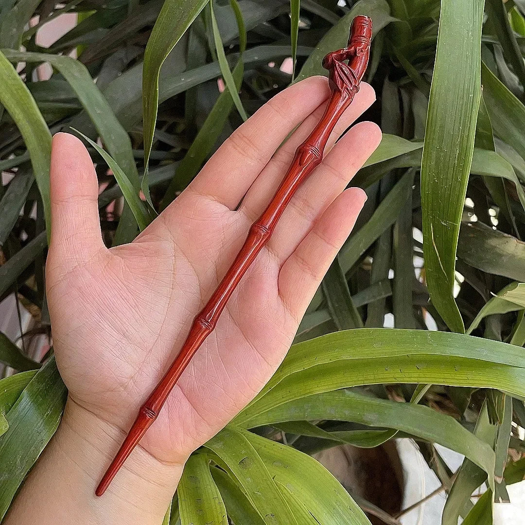 Chinese retro style peach wood handmade carved hairpin hollow out hair stick women styling tools accessories - united