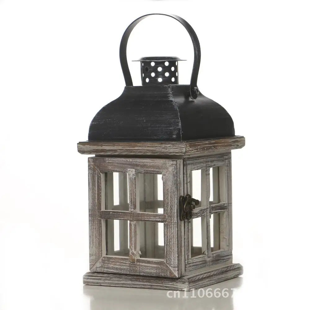 Vintage american wooden candle holder european style wind lamp home decorations christmas ornaments coffee color wood