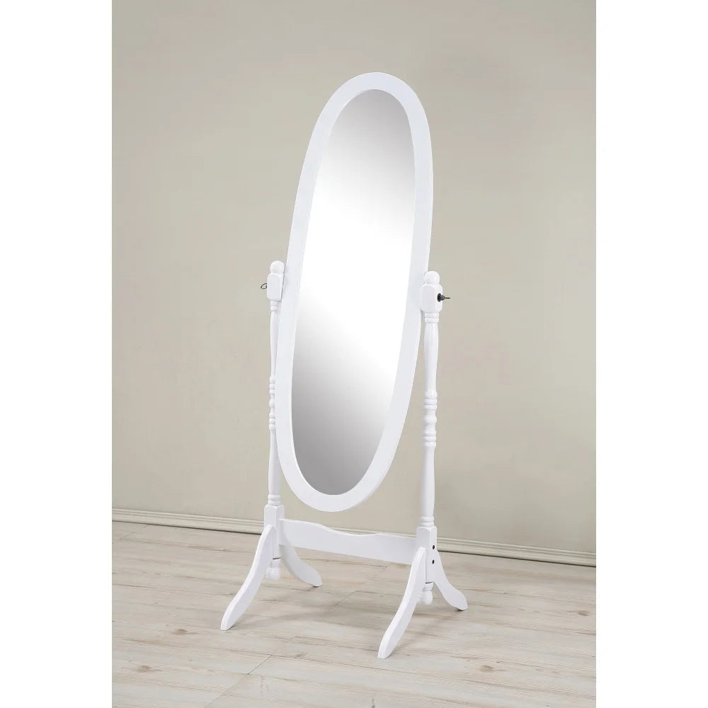 Traditional queen anna style wood floor cheval mirror cherry finish - united states / white