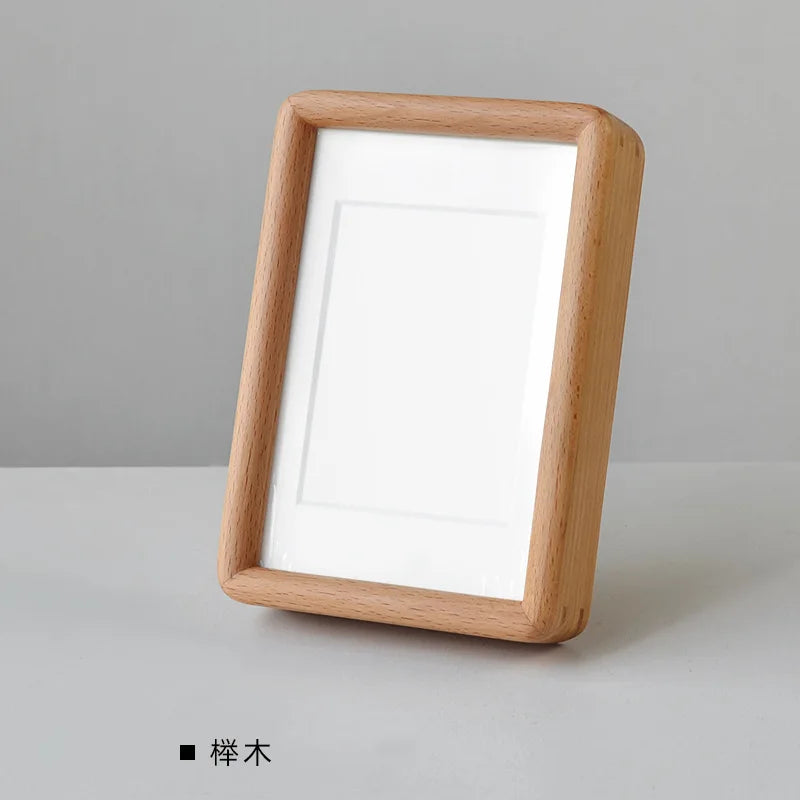 Solid walnut mortise and tenon corner round photo frame premium hardwood wedding dress picture wooden display - beech