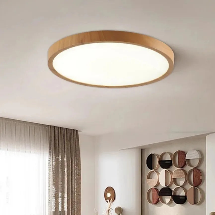 0.9 inch ultrathin led ceiling light creative walnut wood grain decorative lighting living room bedroom indoor home lamp
