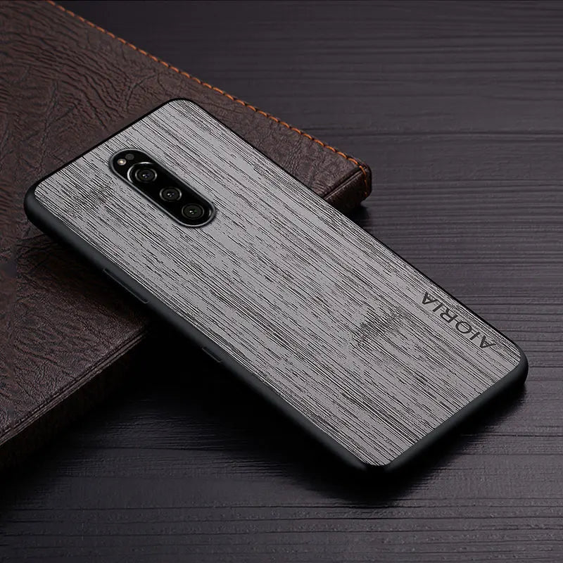 Case for sony xperia 1 xz4 funda bamboo wood pattern leather skin phone cover luxury coque sony xperia case capa