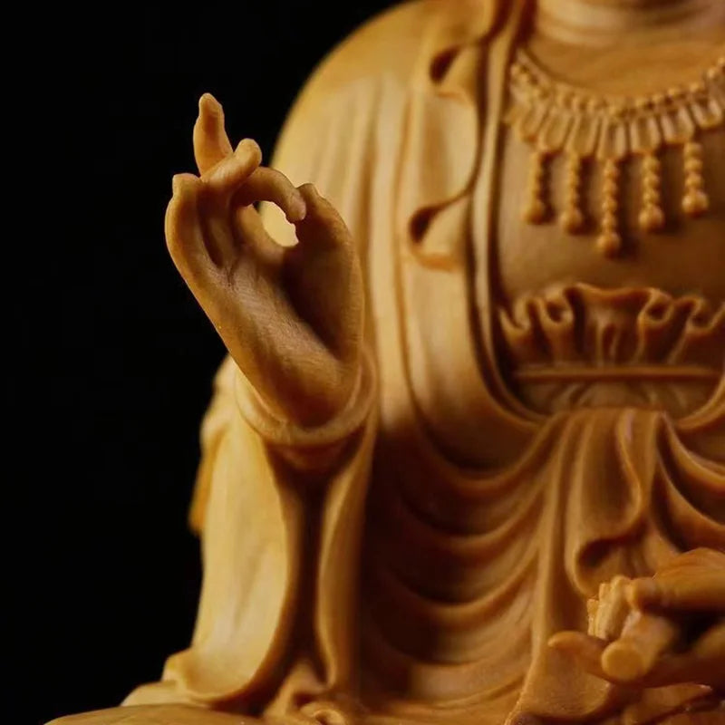 Natural cypress guanyin sakyamuni buddha characters statue，solid wood statues home room office feng shui art statue