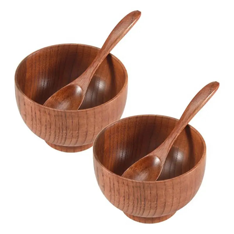 Japanese style jujube wood bowls,with wooden spoon,round rice bowls,restaurant noodles bowls,fruit salad bowls oup