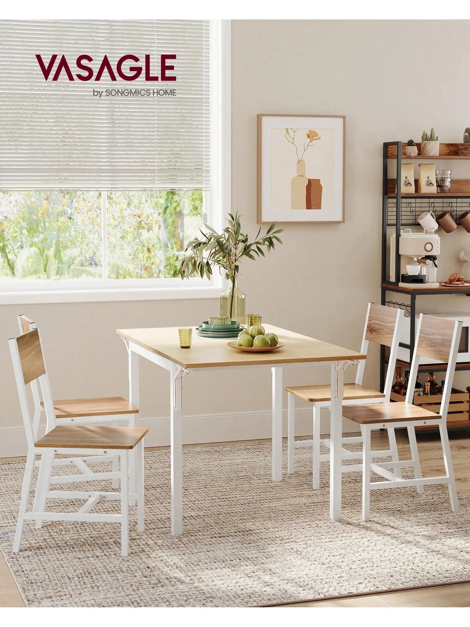 Vasagle dining chair set of 2 rustic wood chairs with metal steel frame easy to assemble comfortable seat - brown