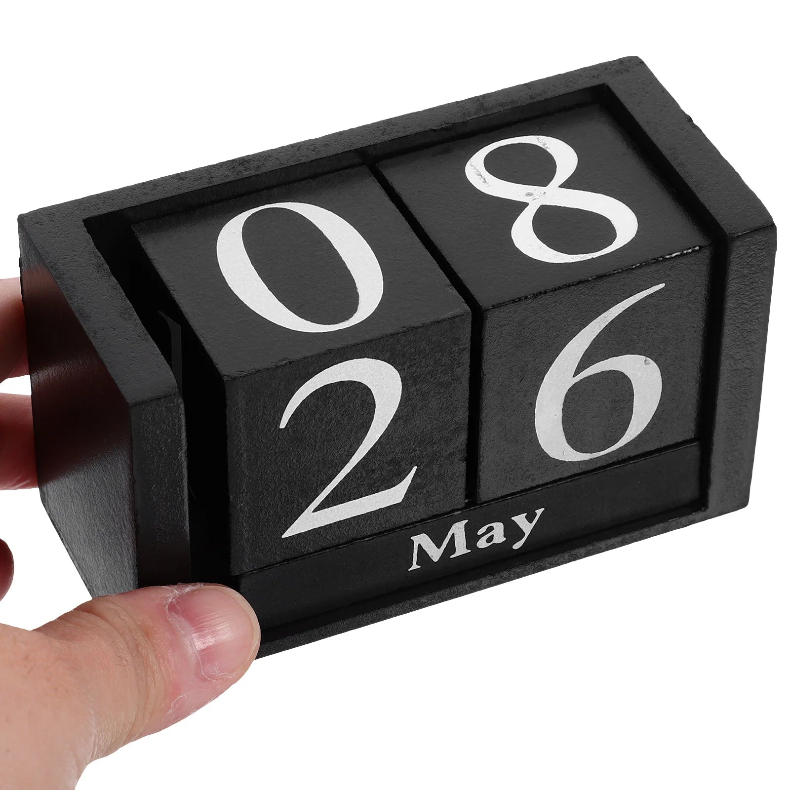 Wooden calendar blocks elegant desk decor household perpetual office supply table standing daily use black