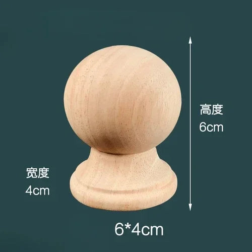Solid wood carving solid color round ball staircase handrail bed tail headpost decoration column sculpture - c3 6x4cm